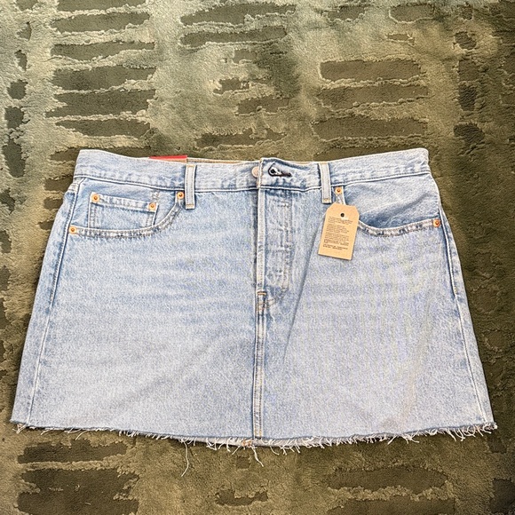Levi's Dresses & Skirts - Light Blue Denim Mini Skirt with Raw Hem